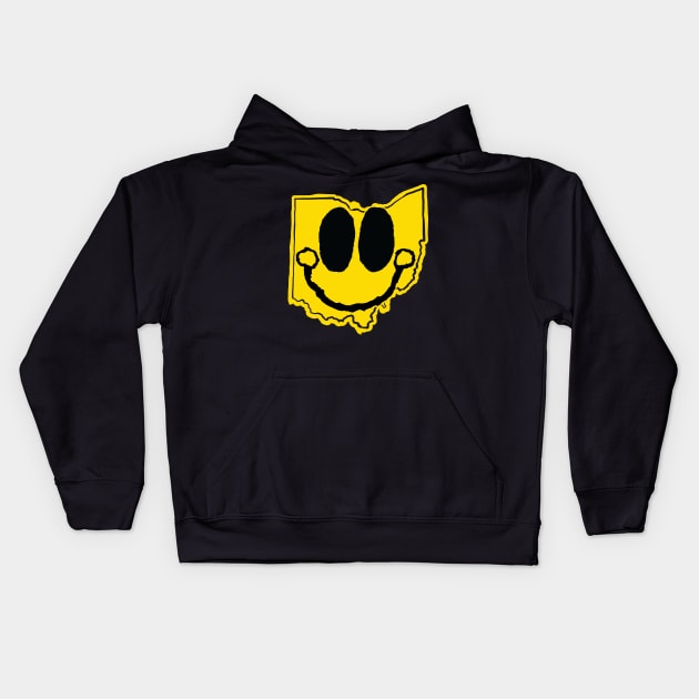 Ohio Happy Cartoon Map Face with smile Kids Hoodie by pelagio